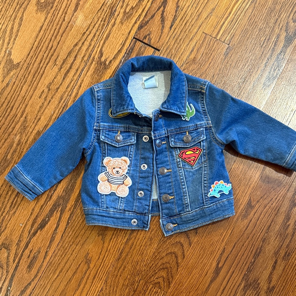 Custom lil’ bro baby jean jacket 6 month
